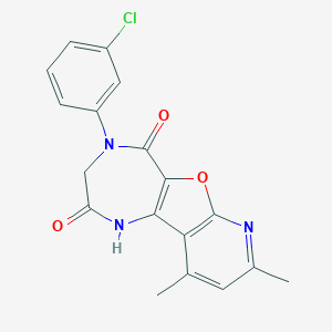 molecular formula C18H14ClN3O3 B291997 4-(3-chlorophenyl)-8,10-dimethyl-3,4-dihydro-1H-pyrido[3',2':4,5]furo[3,2-e][1,4]diazepine-2,5-dione 