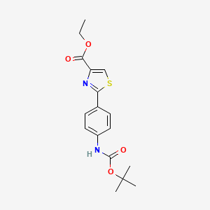 molecular formula C17H20N2O4S B2919973 Ethyl 2-[4-(Boc-amino)phenyl]thiazole-4-carboxylate CAS No. 494854-19-2
