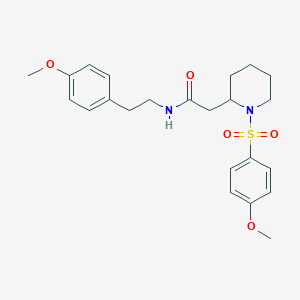 molecular formula C23H30N2O5S B2919978 N-(4-methoxyphenethyl)-2-(1-((4-methoxyphenyl)sulfonyl)piperidin-2-yl)acetamide CAS No. 941911-36-0