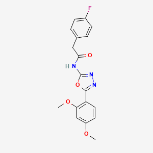 molecular formula C18H16FN3O4 B2920000 N-(5-(2,4-二甲氧苯基)-1,3,4-恶二唑-2-基)-2-(4-氟苯基)乙酰胺 CAS No. 941896-26-0