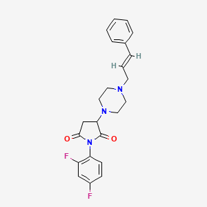 molecular formula C23H23F2N3O2 B2920001 1-(2,4-二氟苯基)-3-{4-[(2E)-3-苯基丙-2-烯-1-基]哌嗪-1-基}吡咯烷-2,5-二酮 CAS No. 329059-09-8