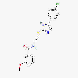 molecular formula C19H18ClN3O2S B2920006 N-(2-((5-(4-氯苯基)-1H-咪唑-2-基)硫代)乙基)-3-甲氧基苯甲酰胺 CAS No. 897456-75-6