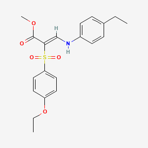 molecular formula C20H23NO5S B2920007 methyl (2Z)-2-[(4-ethoxyphenyl)sulfonyl]-3-[(4-ethylphenyl)amino]acrylate CAS No. 1327179-33-8