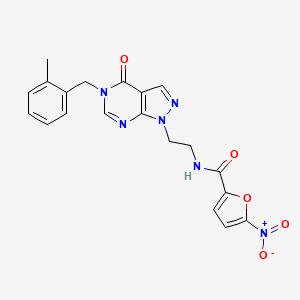 molecular formula C20H18N6O5 B2920010 N-(2-(5-(2-methylbenzyl)-4-oxo-4,5-dihydro-1H-pyrazolo[3,4-d]pyrimidin-1-yl)ethyl)-5-nitrofuran-2-carboxamide CAS No. 922117-85-9