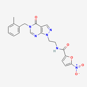 molecular formula C20H18N6O5 B2920010 N-(2-(5-(2-甲基苄基)-4-氧代-4,5-二氢-1H-吡唑并[3,4-d]嘧啶-1-基)乙基)-5-硝基呋喃-2-甲酰胺 CAS No. 922117-85-9