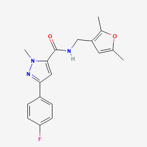 molecular formula C18H18FN3O2 B2920013 N-((2,5-dimethylfuran-3-yl)methyl)-3-(4-fluorophenyl)-1-methyl-1H-pyrazole-5-carboxamide CAS No. 1421532-81-1