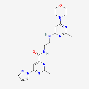 2-methyl-N-(2-((2-methyl-6-morpholinopyrimidin-4-yl)amino)ethyl)-6-(1H-pyrazol-1-yl)pyrimidine-4-carboxamide