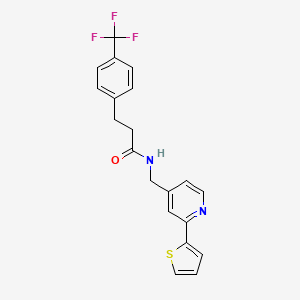 molecular formula C20H17F3N2OS B2920019 N-((2-(噻吩-2-基)吡啶-4-基)甲基)-3-(4-(三氟甲基)苯基)丙酰胺 CAS No. 1903171-89-0