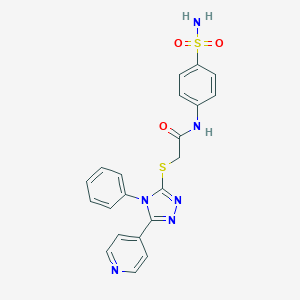 molecular formula C21H18N6O3S2 B292003 N-[4-(aminosulfonyl)phenyl]-2-{[4-phenyl-5-(4-pyridinyl)-4H-1,2,4-triazol-3-yl]sulfanyl}acetamide 