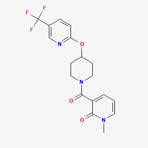 molecular formula C18H18F3N3O3 B2920031 1-methyl-3-(4-((5-(trifluoromethyl)pyridin-2-yl)oxy)piperidine-1-carbonyl)pyridin-2(1H)-one CAS No. 1421456-74-7