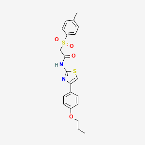 molecular formula C21H22N2O4S2 B2920033 N-(4-(4-丙氧基苯基)噻唑-2-基)-2-甲苯磺酰乙酰胺 CAS No. 895444-51-6