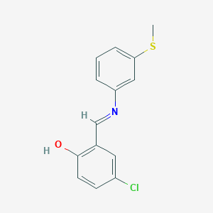 molecular formula C14H12ClNOS B2920037 4-chloro-2-((E)-{[3-(methylthio)phenyl]imino}methyl)phenol CAS No. 1232819-41-8