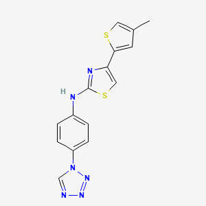 molecular formula C15H12N6S2 B2920041 N-(4-(1H-tetrazol-1-yl)phenyl)-4-(4-methylthiophen-2-yl)thiazol-2-amine CAS No. 1797368-24-1