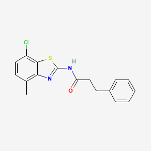 N-(7-chloro-4-methyl-1,3-benzothiazol-2-yl)-3-phenylpropanamide