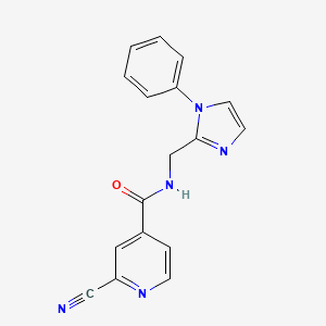 molecular formula C17H13N5O B2920055 2-cyano-N-[(1-phenyl-1H-imidazol-2-yl)methyl]pyridine-4-carboxamide CAS No. 2094506-81-5