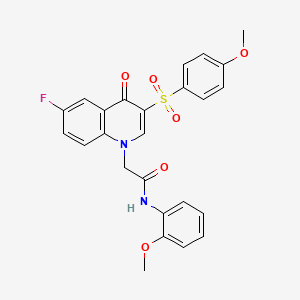 2-[6-fluoro-3-(4-methoxyphenyl)sulfonyl-4-oxoquinolin-1-yl]-N-(2-methoxyphenyl)acetamide