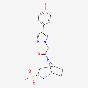 2-(4-(4-fluorophenyl)-1H-pyrazol-1-yl)-1-((1R,5S)-3-(methylsulfonyl)-8-azabicyclo[3.2.1]octan-8-yl)ethanone