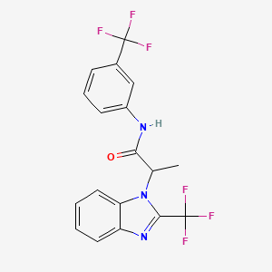 molecular formula C18H13F6N3O B2920112 2-[2-(trifluoromethyl)-1H-1,3-benzimidazol-1-yl]-N-[3-(trifluoromethyl)phenyl]propanamide CAS No. 478080-07-8