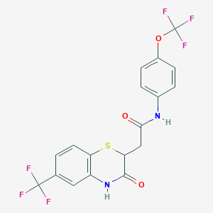 2-[3-oxo-6-(trifluoromethyl)-3,4-dihydro-2H-1,4-benzothiazin-2-yl]-N-[4-(trifluoromethoxy)phenyl]acetamide
