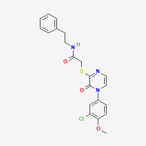 2-((4-(3-chloro-4-methoxyphenyl)-3-oxo-3,4-dihydropyrazin-2-yl)thio)-N-phenethylacetamide