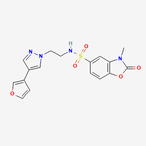 molecular formula C17H16N4O5S B2920129 N-(2-(4-(呋喃-3-基)-1H-吡唑-1-基)乙基)-3-甲基-2-氧代-2,3-二氢苯并[d]恶唑-5-磺酰胺 CAS No. 2034354-24-8
