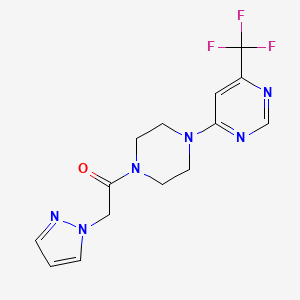 2-(1H-pyrazol-1-yl)-1-(4-(6-(trifluoromethyl)pyrimidin-4-yl)piperazin-1-yl)ethanone