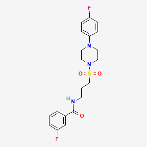 molecular formula C20H23F2N3O3S B2920145 3-fluoro-N-(3-((4-(4-fluorophenyl)piperazin-1-yl)sulfonyl)propyl)benzamide CAS No. 1021040-57-2