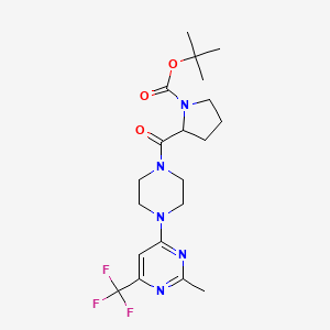 Tert-butyl 2-(4-(2-methyl-6-(trifluoromethyl)pyrimidin-4-yl)piperazine-1-carbonyl)pyrrolidine-1-carboxylate