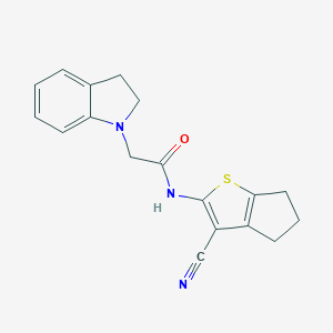 N-(3-cyano-5,6-dihydro-4H-cyclopenta[b]thien-2-yl)-2-(2,3-dihydro-1H-indol-1-yl)acetamide