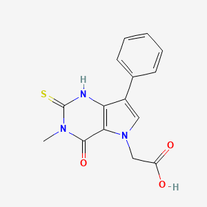 (3-methyl-4-oxo-7-phenyl-2-thioxo-1,2,3,4-tetrahydro-5H-pyrrolo[3,2-d]pyrimidin-5-yl)acetic acid