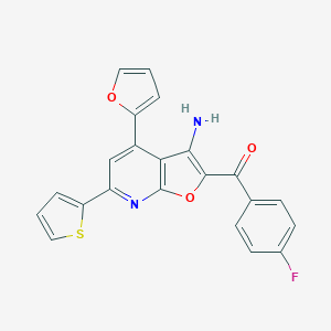 molecular formula C22H13FN2O3S B292018 [3-Amino-4-(2-furyl)-6-(2-thienyl)furo[2,3-b]pyridin-2-yl](4-fluorophenyl)methanone 