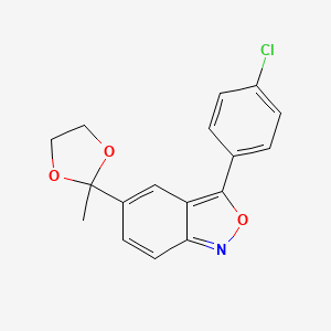 molecular formula C17H14ClNO3 B2920183 3-(4-氯苯基)-5-(2-甲基-1,3-二氧戊环-2-基)苯并[c]异噁唑 CAS No. 327041-41-8