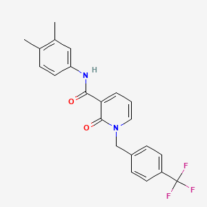 molecular formula C22H19F3N2O2 B2920188 N-(3,4-dimethylphenyl)-2-oxo-1-[[4-(trifluoromethyl)phenyl]methyl]pyridine-3-carboxamide CAS No. 400088-58-6