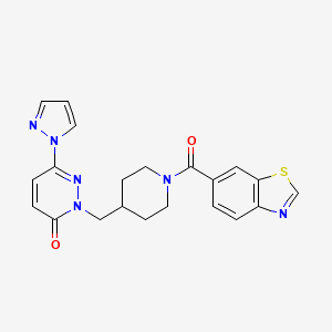 molecular formula C21H20N6O2S B2920189 2-{[1-(1,3-benzothiazole-6-carbonyl)piperidin-4-yl]methyl}-6-(1H-pyrazol-1-yl)-2,3-dihydropyridazin-3-one CAS No. 2097933-29-2