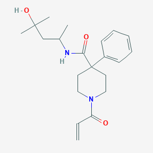 molecular formula C21H30N2O3 B2920196 N-(4-Hydroxy-4-methylpentan-2-yl)-4-phenyl-1-prop-2-enoylpiperidine-4-carboxamide CAS No. 2200134-24-1