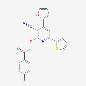 molecular formula C22H13FN2O3S B292020 2-[2-(4-Fluorophenyl)-2-oxoethoxy]-4-(2-furyl)-6-(2-thienyl)nicotinonitrile 