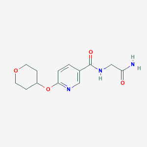molecular formula C13H17N3O4 B2920204 N-(2-氨基-2-氧代乙基)-6-((四氢-2H-吡喃-4-基)氧基)烟酰胺 CAS No. 2034317-56-9