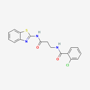 molecular formula C17H14ClN3O2S B2920210 N-[3-(1,3-benzothiazol-2-ylamino)-3-oxopropyl]-2-chlorobenzamide CAS No. 783318-35-4