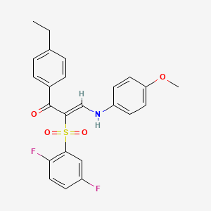 molecular formula C24H21F2NO4S B2920221 (2Z)-2-[(2,5-difluorophenyl)sulfonyl]-1-(4-ethylphenyl)-3-[(4-methoxyphenyl)amino]prop-2-en-1-one CAS No. 1327176-90-8