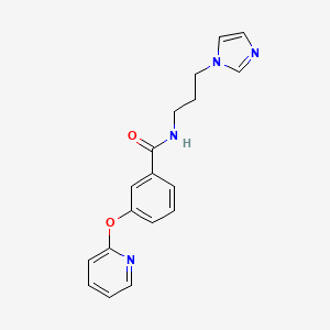 molecular formula C18H18N4O2 B2920229 N-(3-(1H-imidazol-1-yl)propyl)-3-(pyridin-2-yloxy)benzamide CAS No. 1796971-42-0