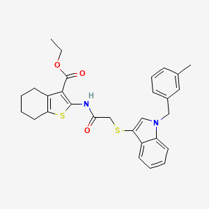 molecular formula C29H30N2O3S2 B2920244 2-(2-((1-(3-甲基苄基)-1H-吲哚-3-基)硫代)乙酰氨基)-4,5,6,7-四氢苯并[b]噻吩-3-羧酸乙酯 CAS No. 681276-17-5