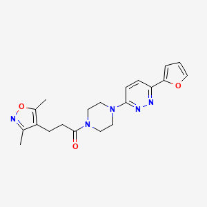 molecular formula C20H23N5O3 B2920246 3-(3,5-Dimethylisoxazol-4-yl)-1-(4-(6-(furan-2-yl)pyridazin-3-yl)piperazin-1-yl)propan-1-one CAS No. 1207051-80-6