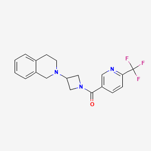 molecular formula C19H18F3N3O B2920261 (3-(3,4-dihydroisoquinolin-2(1H)-yl)azetidin-1-yl)(6-(trifluoromethyl)pyridin-3-yl)methanone CAS No. 2034526-33-3