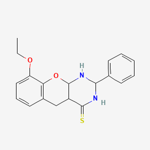 molecular formula C19H16N2O2S B2920266 9-Ethoxy-2-phenyl-1,2,3,4a,5,10a-hexahydrochromeno[2,3-d]pyrimidine-4-thione CAS No. 919092-16-3
