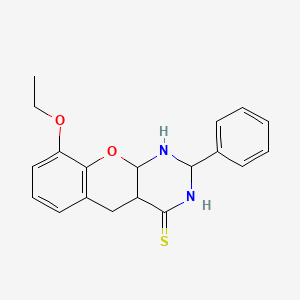 molecular formula C19H16N2O2S B2920266 9-乙氧基-2-苯基-1,2,3,4a,5,10a-六氢色满[2,3-d]嘧啶-4-硫酮 CAS No. 919092-16-3