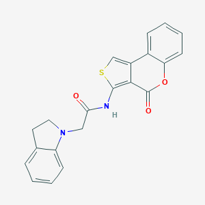 molecular formula C21H16N2O3S B292029 2-(2,3-dihydro-1H-indol-1-yl)-N-(4-oxo-4H-thieno[3,4-c]chromen-3-yl)acetamide 