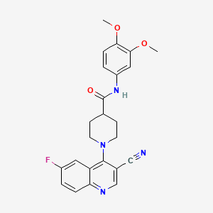 N-(4-fluorophenyl)-3-[6-(4-methoxyphenoxy)pyrimidin-4-yl]benzamide