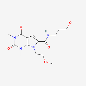 molecular formula C16H24N4O5 B2920298 7-(2-甲氧基乙基)-N-(3-甲氧基丙基)-1,3-二甲基-2,4-二氧代-2,3,4,7-四氢-1H-吡咯并[2,3-d]嘧啶-6-甲酰胺 CAS No. 1021133-62-9
