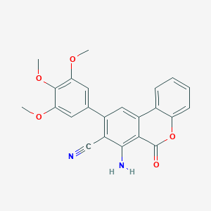 molecular formula C23H18N2O5 B292031 7-amino-6-oxo-9-(3,4,5-trimethoxyphenyl)-6H-benzo[c]chromene-8-carbonitrile 
