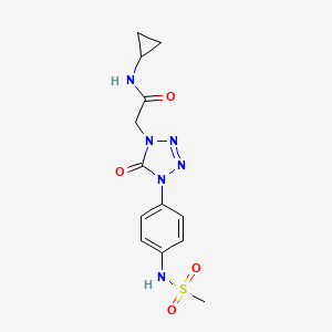 molecular formula C13H16N6O4S B2920312 N-cyclopropyl-2-(4-(4-(methylsulfonamido)phenyl)-5-oxo-4,5-dihydro-1H-tetrazol-1-yl)acetamide CAS No. 1396882-53-3
